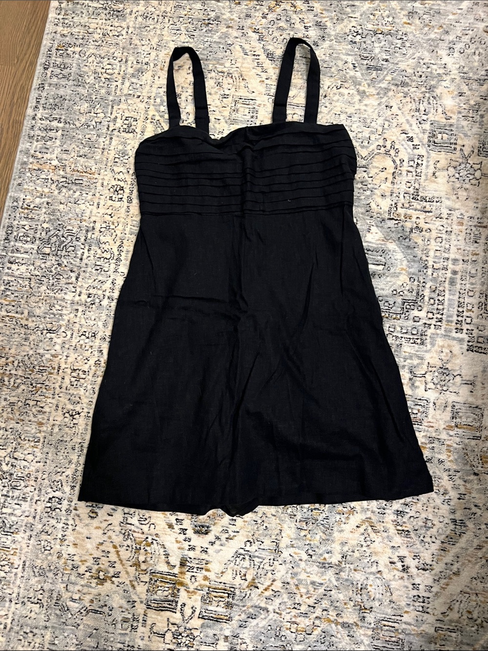 Abercrombie & Fitch Black Sleeveless A-line Dress with Pleated Bodice